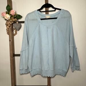 Altard State Long Sleeve Scoop Neck Light Blue Sweatshirt Oversized Size XS